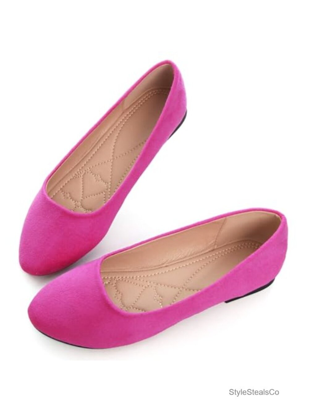 Women's Faux Suede Round Toe Slip On Ballet Flats Comfortable Casual Shoes
